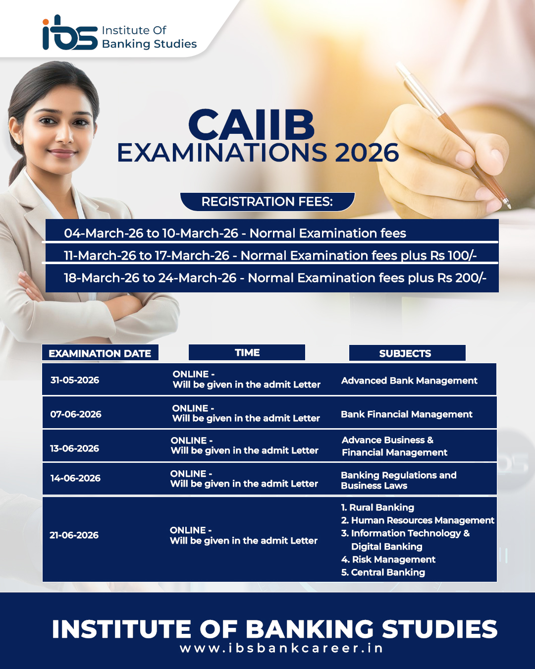 CAIIB EXAM DATES